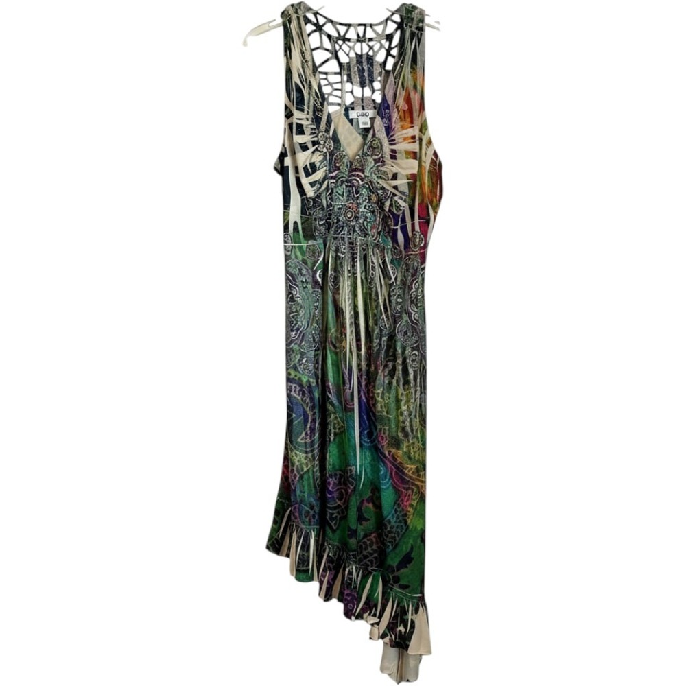 Y2K Cato Dress Women Small Embellished Crochet Back Asymmetrical Fairy Festival - Picture 2 of 11